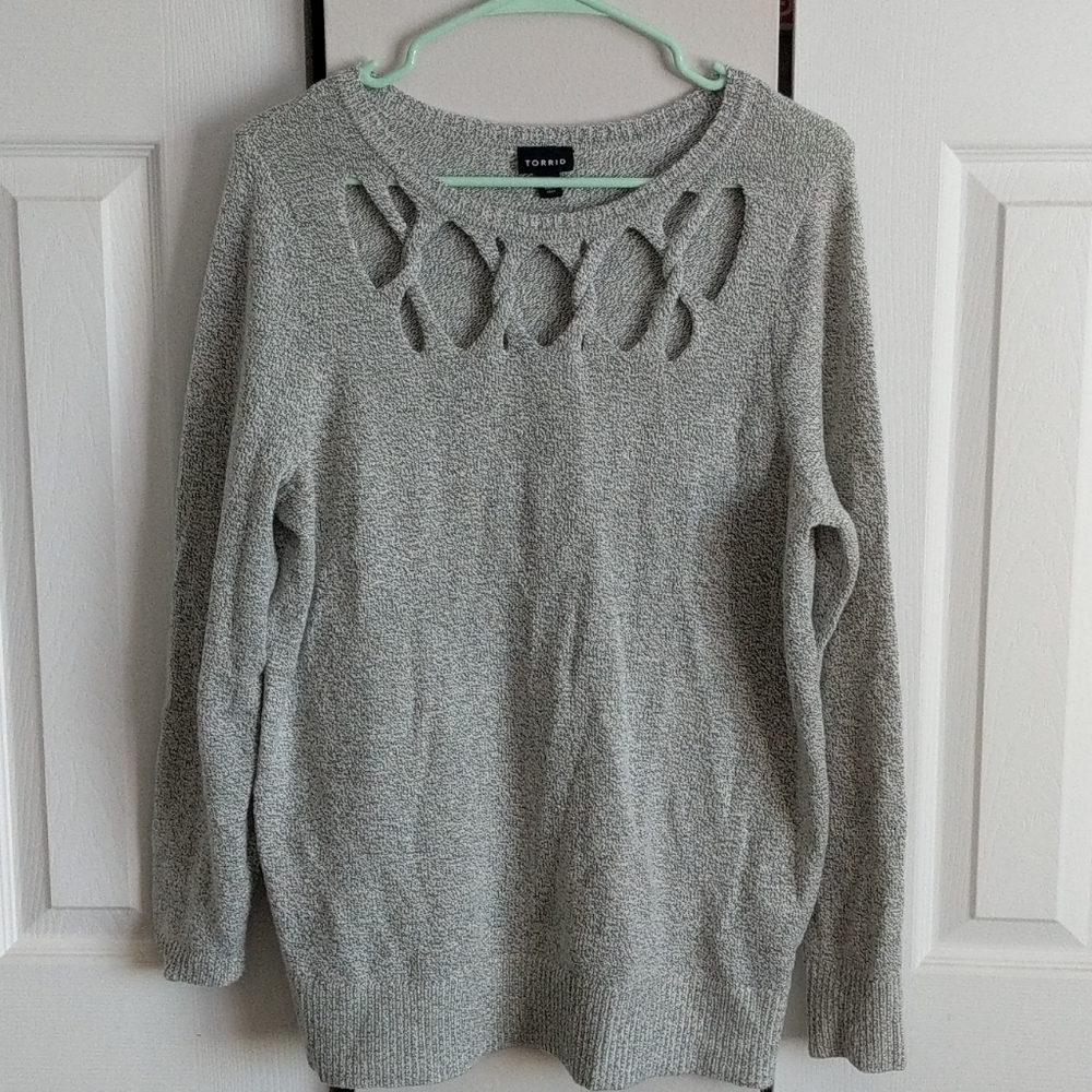 Torrid Slash Yoke Pullover Knit Sweater